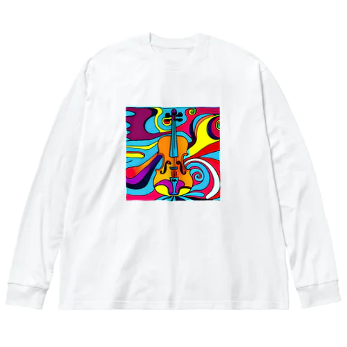 鮮やかなバイオリン柄 Big Long Sleeve T-Shirt