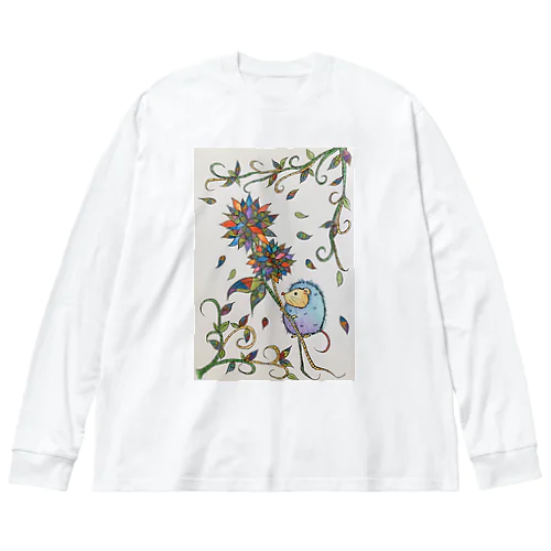 カラフルな花とハリネズミ Big Long Sleeve T-Shirt