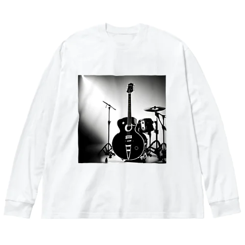 音楽の心・白黒で描かれた情熱の瞬間 Big Long Sleeve T-Shirt