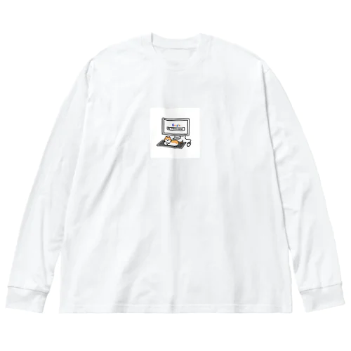 パソコン落ちつくにゃん Big Long Sleeve T-Shirt