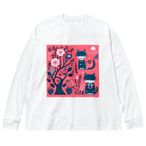 ネコと木と花 Big Long Sleeve T-Shirt