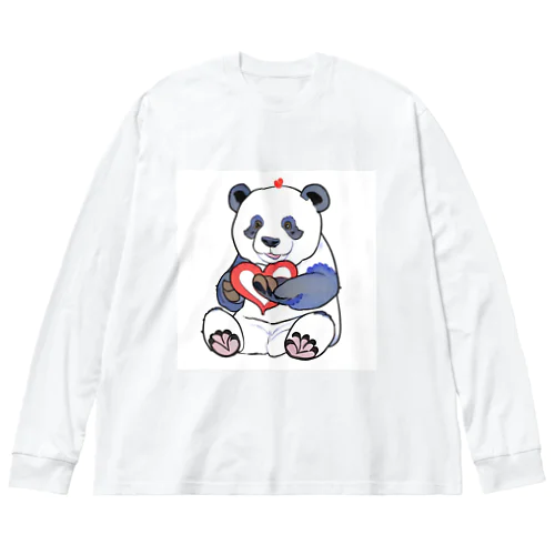 愛を送るパンダ ビッグシルエットロングスリーブTシャツ