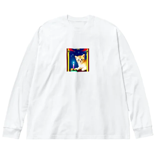 占い猫ちゃん ビッグシルエットロングスリーブTシャツ