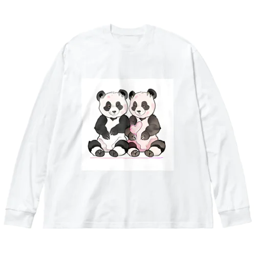 愛を送るパンダ ビッグシルエットロングスリーブTシャツ