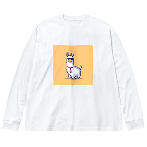 サングラスをかけたアルパカ ビッグシルエットロングスリーブTシャツ