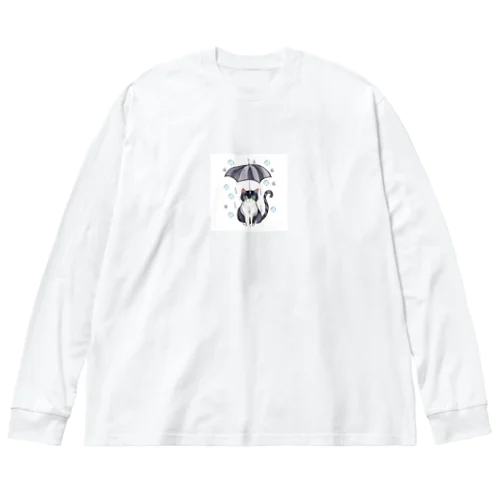 雨に打たれる猫 Big Long Sleeve T-Shirt