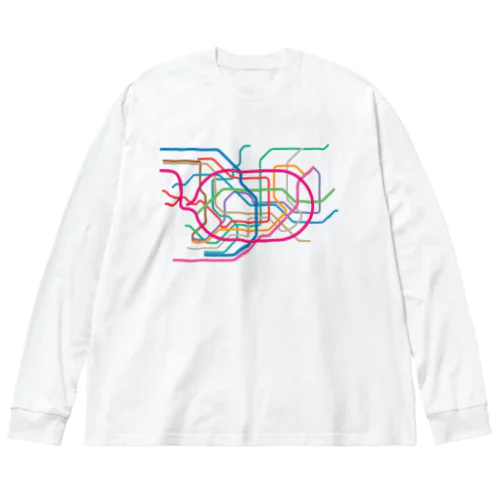 東京地下鉄路線図-東京メトロ路線図 ROUTE MAP TOKYO METROPOLITAN AREA- ビッグシルエットロングスリーブTシャツ