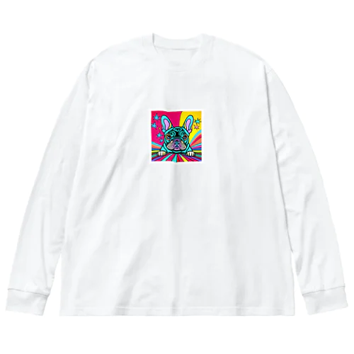 サイケデリックなフレンチブルドッグのイラストグッズ Big Long Sleeve T-Shirt