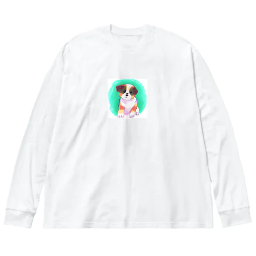 アニメ風な可愛らしい犬のイラストグッズ ビッグシルエットロングスリーブTシャツ