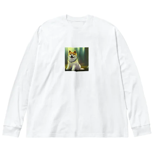 いぬ　秋田犬　かわいい ビッグシルエットロングスリーブTシャツ