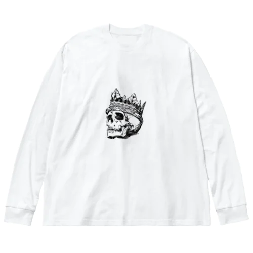 Black White Illustrated Skull King  Big Long Sleeve T-Shirt
