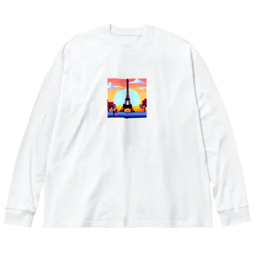 フランスの風景のピクセルアート Big Long Sleeve T-Shirt