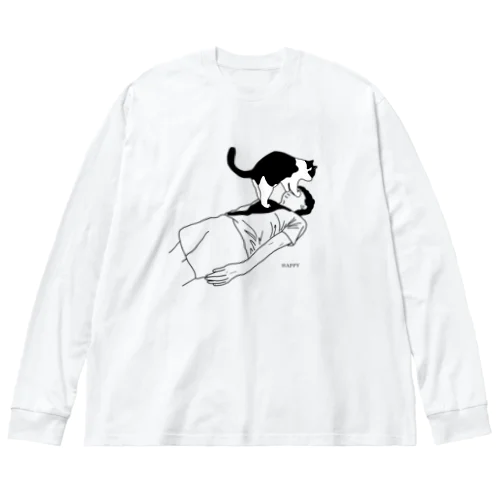 猫吸い ビッグシルエットロングスリーブTシャツ