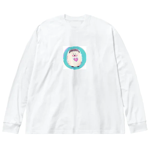 ハートを持ったかわいいハリネズミ ビッグシルエットロングスリーブTシャツ