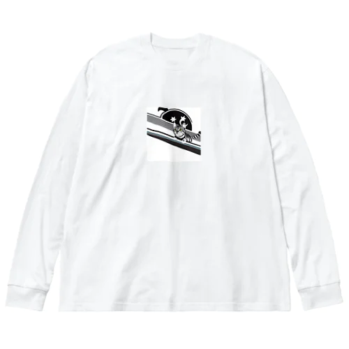 滑り台をすべる猫 Big Long Sleeve T-Shirt