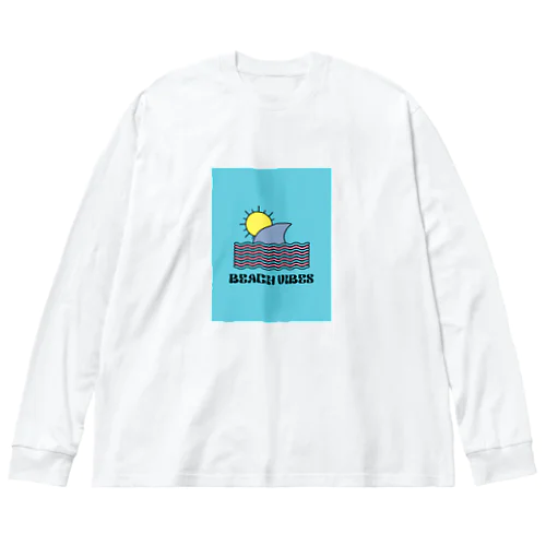 white beach vibesデザイン ビッグシルエットロングスリーブTシャツ