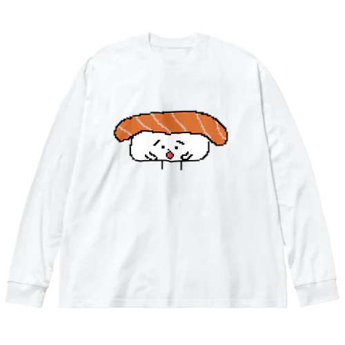 ドット絵サーモン寿司おとうふくん ビッグシルエットロングスリーブTシャツ