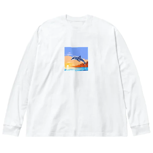 ドット絵のイルカ Big Long Sleeve T-Shirt