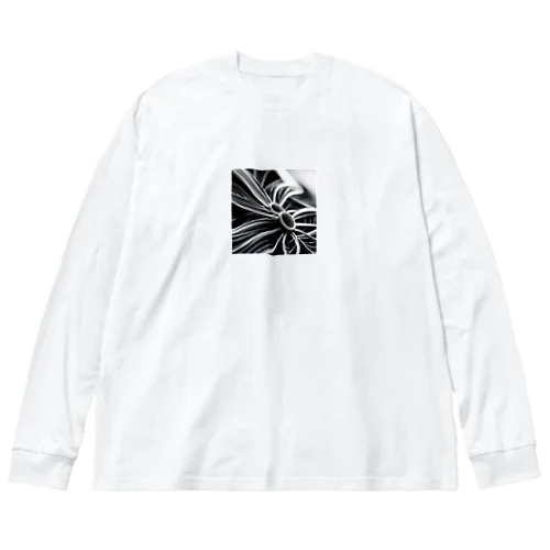 モノクロフラワー ビッグシルエットロングスリーブTシャツ