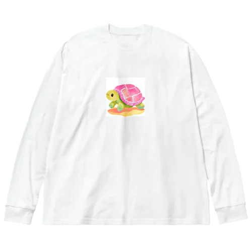 かわいいカメのイラストグッズ ビッグシルエットロングスリーブTシャツ