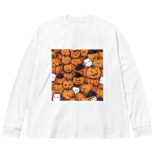 ハロウィン　かぼちゃグッズ ビッグシルエットロングスリーブTシャツ