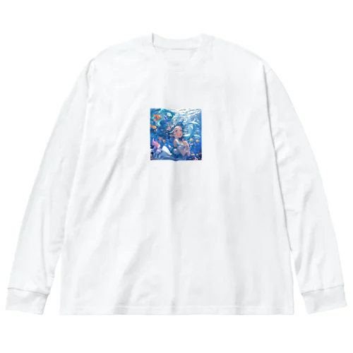 AI絵本　海シリーズのイラスト ビッグシルエットロングスリーブTシャツ