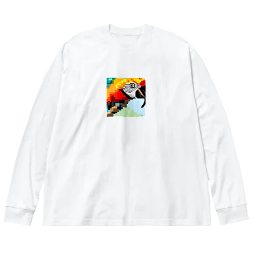 ドット絵のオウム ビッグシルエットロングスリーブTシャツ