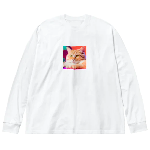 写真で一言にゃん ビッグシルエットロングスリーブTシャツ