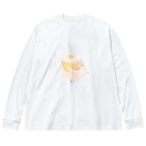 へそ天シリーズ　チワックス　かぼちゃプリン ビッグシルエットロングスリーブTシャツ