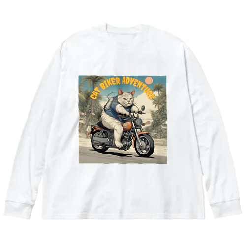 キャットバイカー ビッグシルエットロングスリーブTシャツ