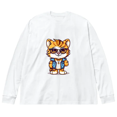 ベストを着たトラ ビッグシルエットロングスリーブTシャツ