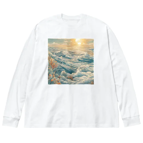太陽と海　『洋風デザイングッズ』 ビッグシルエットロングスリーブTシャツ