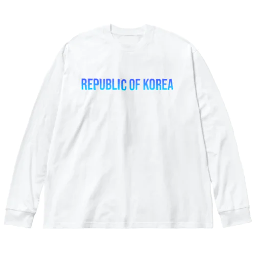 韓国 ロゴブルー Big Long Sleeve T-Shirt