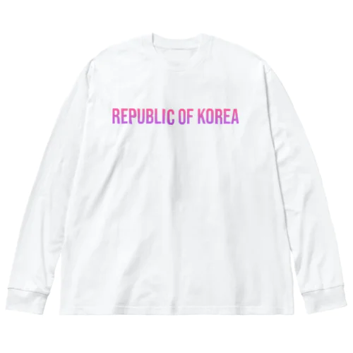 韓国 ロゴピンク ビッグシルエットロングスリーブTシャツ