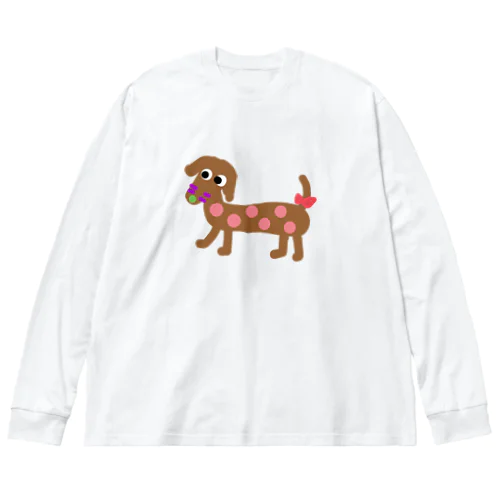 茶色い犬 ビッグシルエットロングスリーブTシャツ