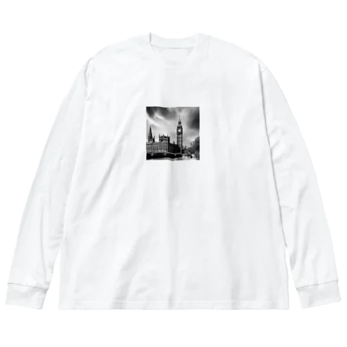 モノクロ　世界遺産　ウェストミンスター宮殿　ビッグベン Big Long Sleeve T-Shirt