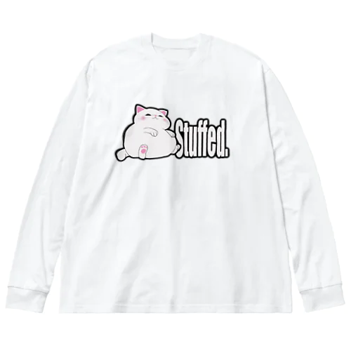 ぐうたら白猫。stuffed. ビッグシルエットロングスリーブTシャツ