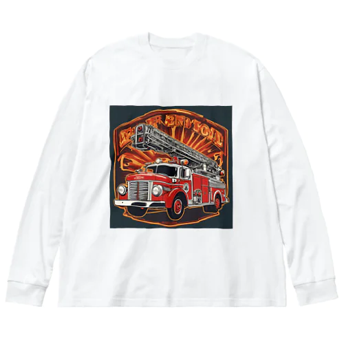 レトロはしご車 ビッグシルエットロングスリーブTシャツ