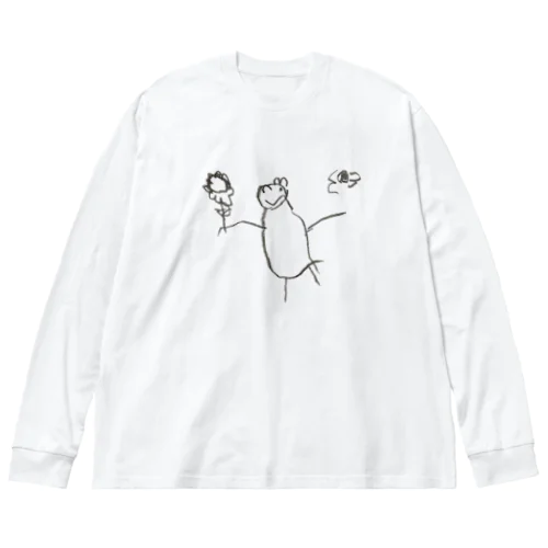 娘が描いた絵　ウィンクとお花 Big Long Sleeve T-Shirt