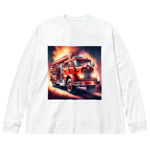 レトロタンク消防車　 ビッグシルエットロングスリーブTシャツ