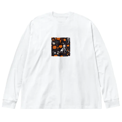 【ハロウィン】スケルトンキャット Big Long Sleeve T-Shirt