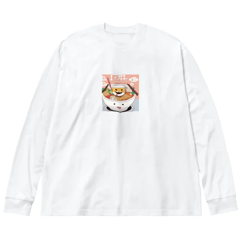 ラーメンと豆腐折り紙風 ビッグシルエットロングスリーブTシャツ