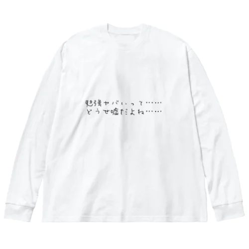 勉強ヤバいって　どうせ嘘だよね ビッグシルエットロングスリーブTシャツ