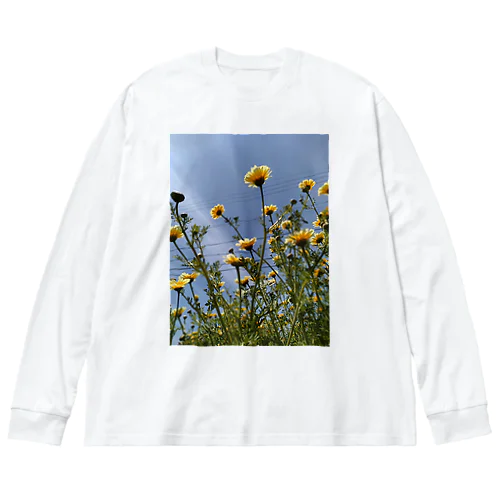 黄色い春菊の花 ビッグシルエットロングスリーブTシャツ