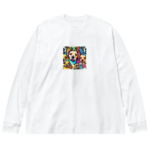 カラフルないぬ ビッグシルエットロングスリーブTシャツ