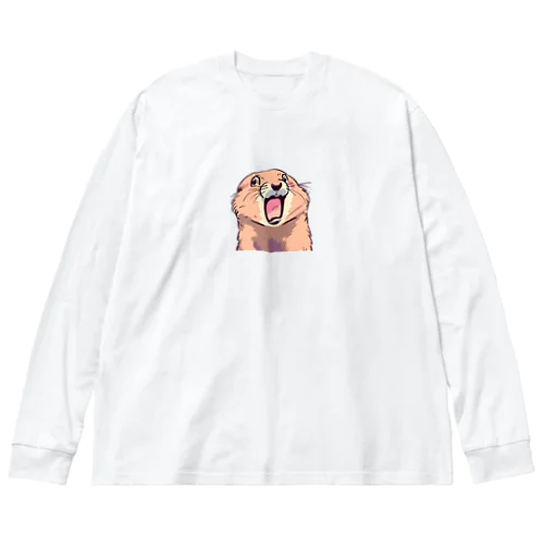 アニマル　叫ぶ　マーモット ビッグシルエットロングスリーブTシャツ