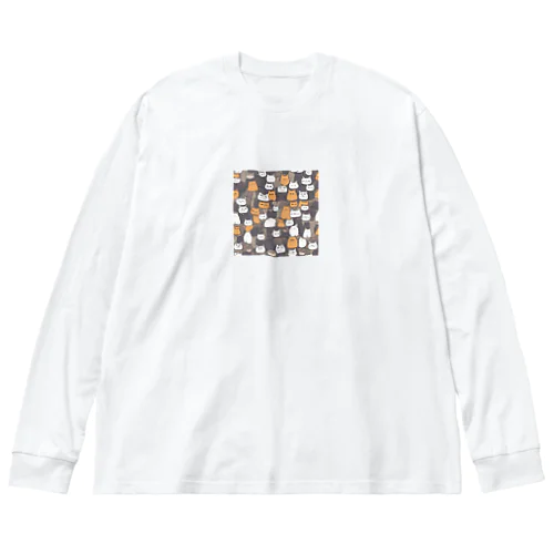 総柄ねこちゃん ビッグシルエットロングスリーブTシャツ