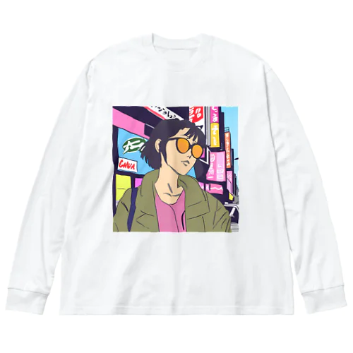 sunglass girl 街編 Big Long Sleeve T-Shirt