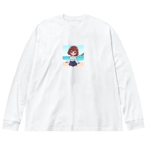 海辺のかわいい女の子④ ビッグシルエットロングスリーブTシャツ