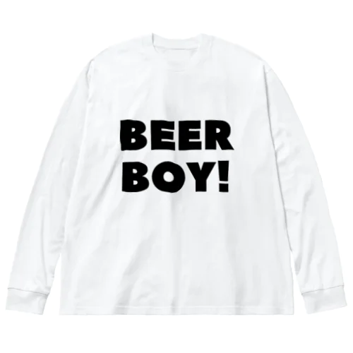 ビールボーイ_黒字(透過) ビッグシルエットロングスリーブTシャツ